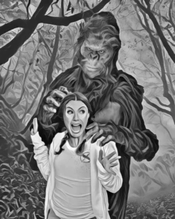 Bigfoot Poster -Halloween Props Shop BigfootwithGirlBlackandWhite2HiRes clipped rev 1 1 c3fff1f0 d0dc 44d4 8725 47fff28a3b3a