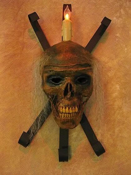 "Corpsed Head Skull Wall Sconce" Haunted House Lighting 4 "Corpsed Head Skull Wall Sconce" Haunted House Lighting - Image 2