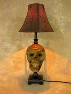 "Desk Lamp With Life-size Corpse Head And Antique Shade" Haunted House Lighting -Halloween Props Shop desk lamp with life size corpse head and antique shade haunted house lighting 23613422913