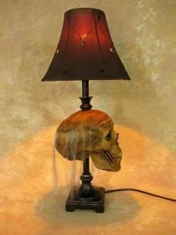 "Desk Lamp With Life-size Corpse Head And Antique Shade" Haunted House Lighting -Halloween Props Shop desk lamp with life size corpse head and antique shade haunted house lighting 23613426881