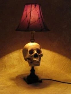 "Desk Lamp With Life-size Skull And Antique Shade" Haunted House Lighting 7 "Desk Lamp With Life-size Skull And Antique Shade" Haunted House Lighting -Halloween Props Shop desk lamp with life size skull and antique shade haunted house lighting 23696458689