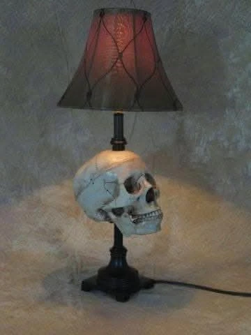 "Desk Lamp With Life-size Skull And Antique Shade" Haunted House Lighting 4 "Desk Lamp With Life-size Skull And Antique Shade" Haunted House Lighting - Image 2