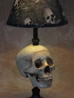 "Desk Lamp With Life-size Skull And Bone Shade" Haunted House Lighting -Halloween Props Shop desk lamp with life size skull and bone shade haunted house lighting 23613599041