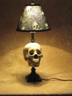 "Desk Lamp With Life-size Skull And Bone Shade" Haunted House Lighting -Halloween Props Shop desk lamp with life size skull and bone shade haunted house lighting 23613608385