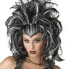 "Evil Sorceress - Black And White" Halloween Wig -Halloween Props Shop evil sorceress black and white halloween wig 28732011315248