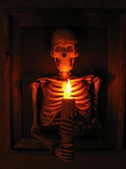 "Framed 3D Skeleton Torso Holding Candle" Hanging Haunted House Decoration 7 "Framed 3D Skeleton Torso Holding Candle" Hanging Haunted House Decoration - Image 5