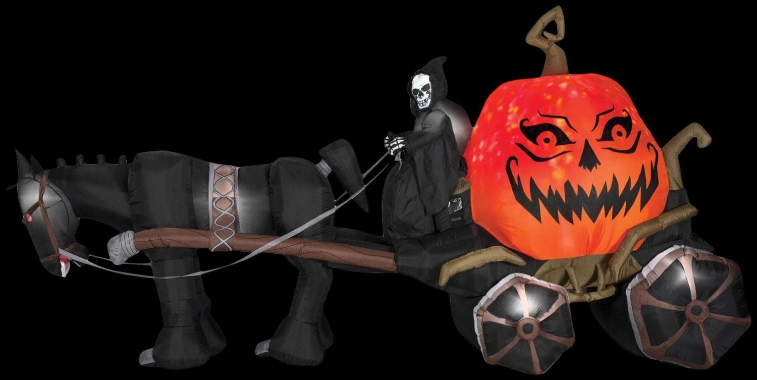 "Reaper With Horse And Carriage" Air-Blown Inflatable Halloween Decoration 3 "Reaper With Horse And Carriage" Air-Blown Inflatable Halloween Decoration