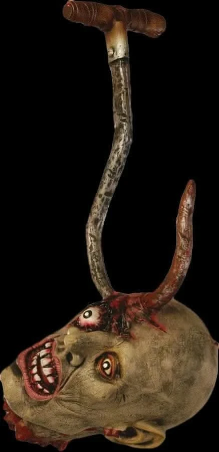 "Severed Ghoul Head On A Hook" Halloween Prop