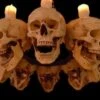 "Skull Chandelier With 8 Skulls And Flameless Candles" Haunted House Lighting -Halloween Props Shop skull chandelier with 8 skulls and flameless candles haunted house lighting 14357430370352