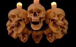 "Skull Chandelier With 8 Skulls And Flameless Candles" Haunted House Lighting