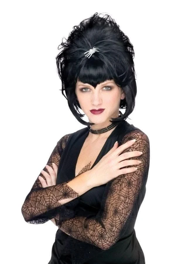 "Spiderella Black Bouffant" Halloween Wig 3 "Spiderella Black Bouffant" Halloween Wig