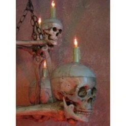 "Two-Tiered Skull/Bone Chandelier" Haunted House Lighting -Halloween Props Shop two tiered skull bone chandelier haunted house lighting 8732578561