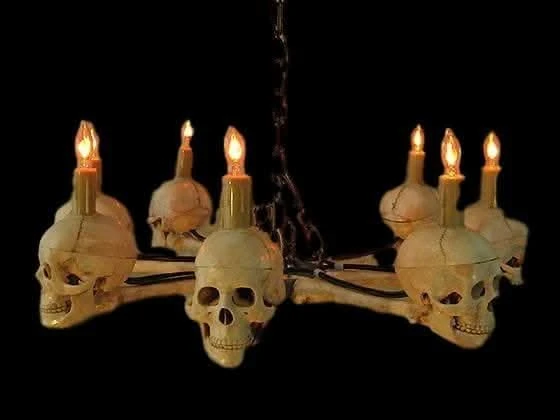 "Wagon Wheel Skull Chandelier" Haunted House Lighting 3 "Wagon Wheel Skull Chandelier" Haunted House Lighting